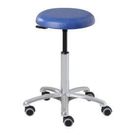 Stool with round seat, aluminium base