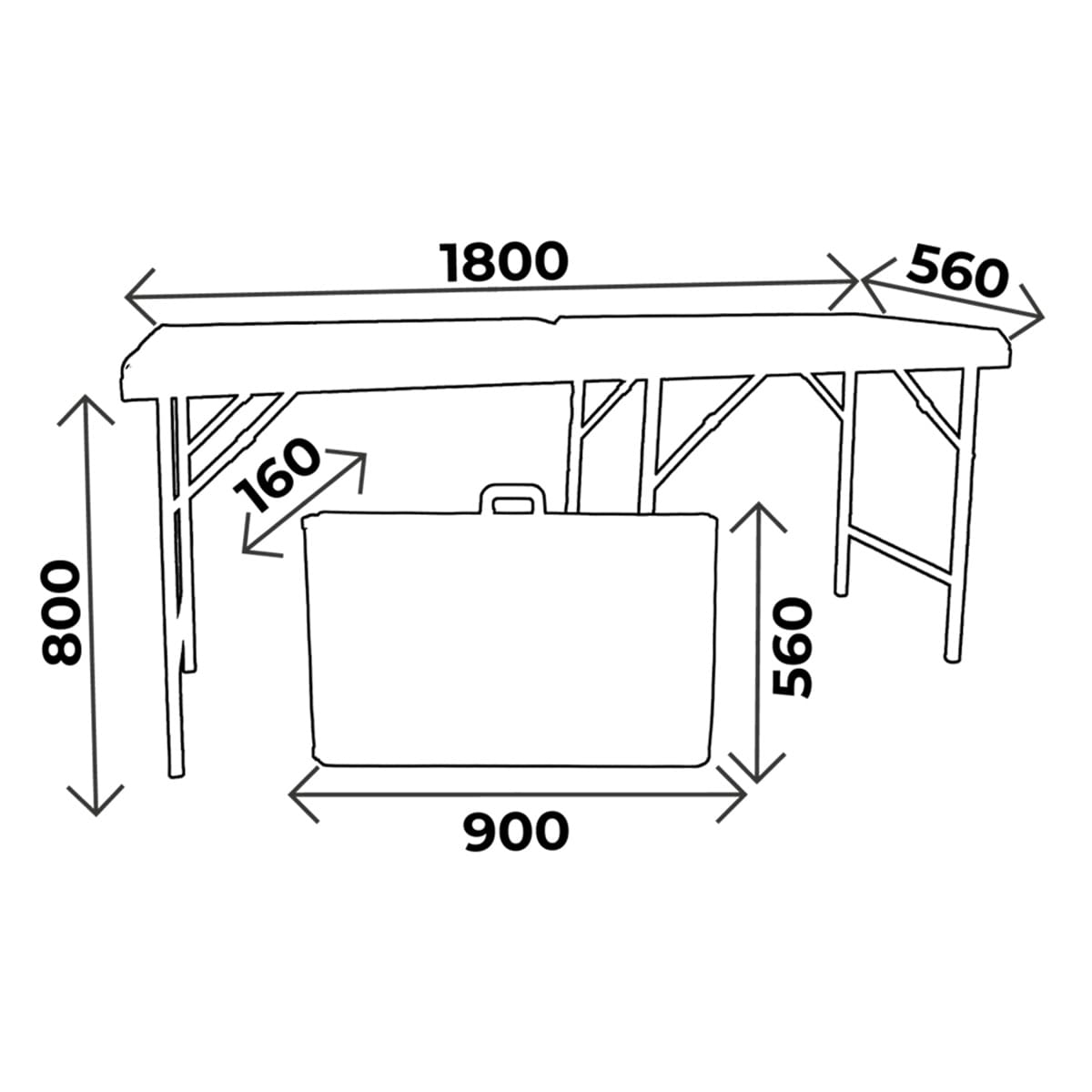 Foldable Osteo and Physio table, height 80cm