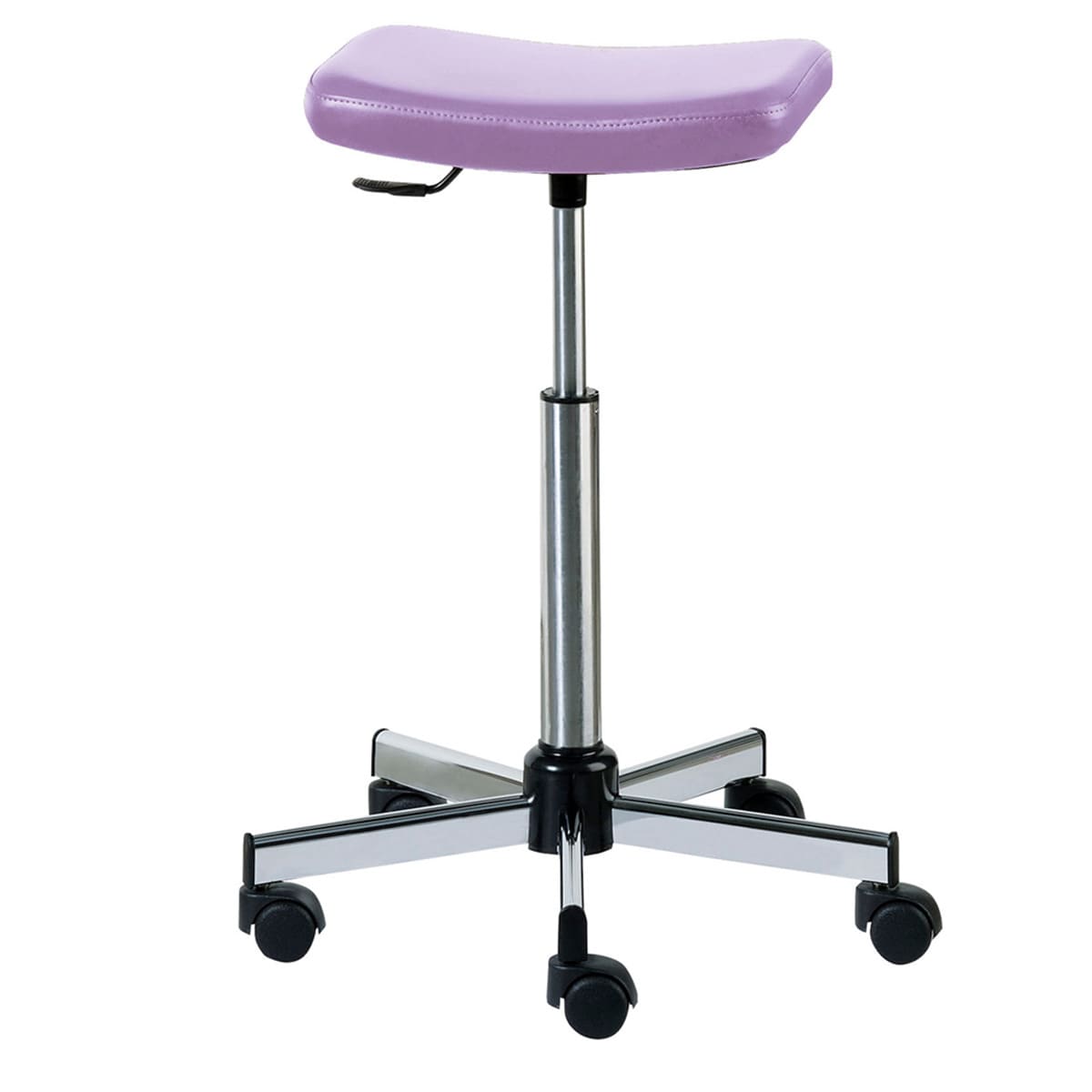 Stool with rectangular seat, chromed base