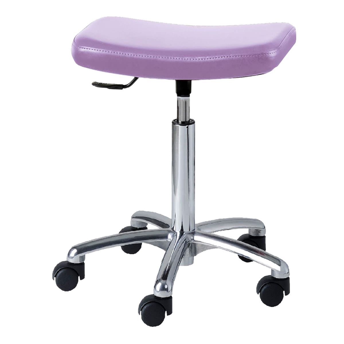 Stool with rectangular seat, aluminium base