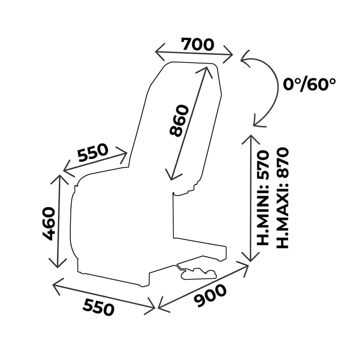 Divan d'examen largeur 70cm, pédale