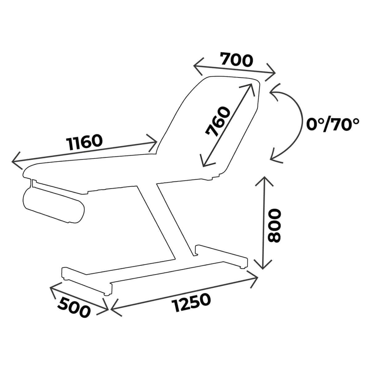 Examination couch width 70cm, height 80cm