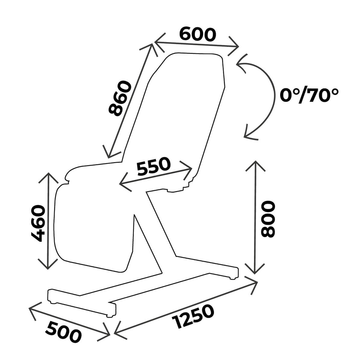 Examination couch width 60cm, height 80cm