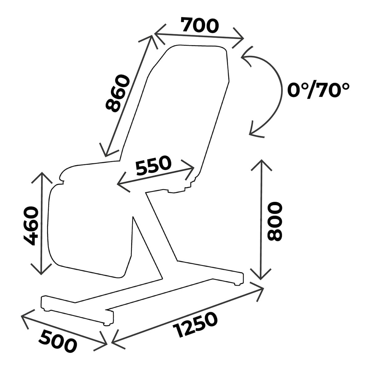 Divan d'examen largeur 70cm, hauteur 80cm