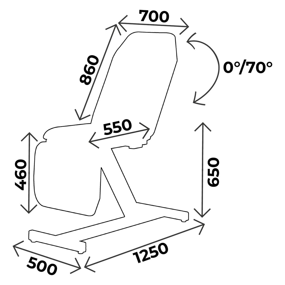 Divan d'examen largeur 70cm, hauteur 65cm