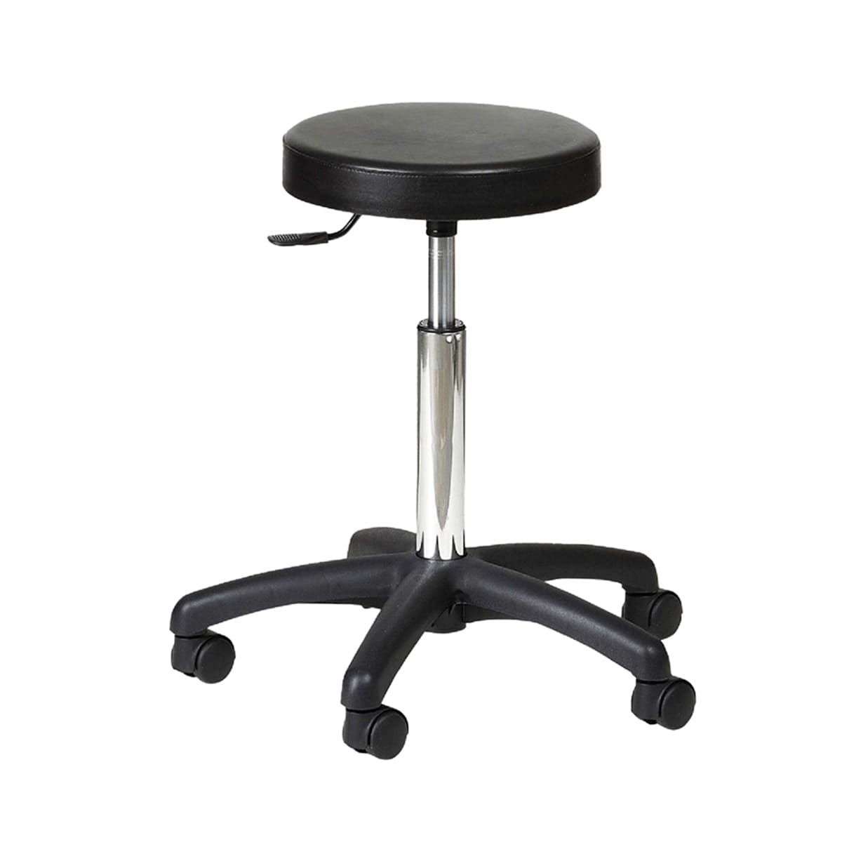 Stool with round seat, black ABS base