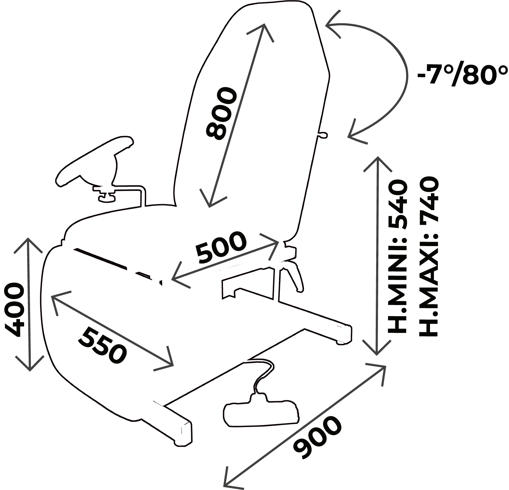Electric blood chair 3 sections, non-rotative, with blood test splints