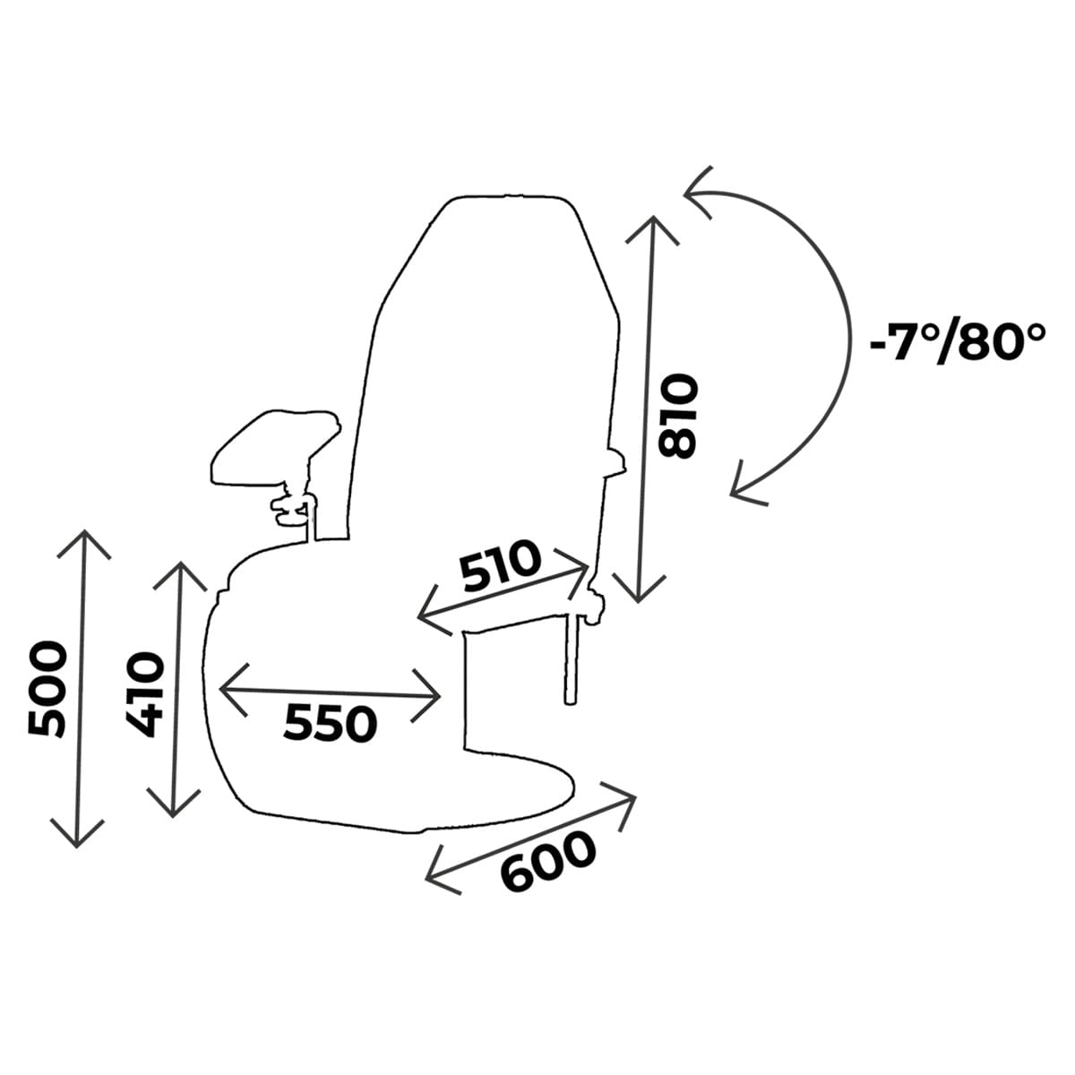 Blood chair height 50cm, 3 sections, non-rotative, with blood test splints