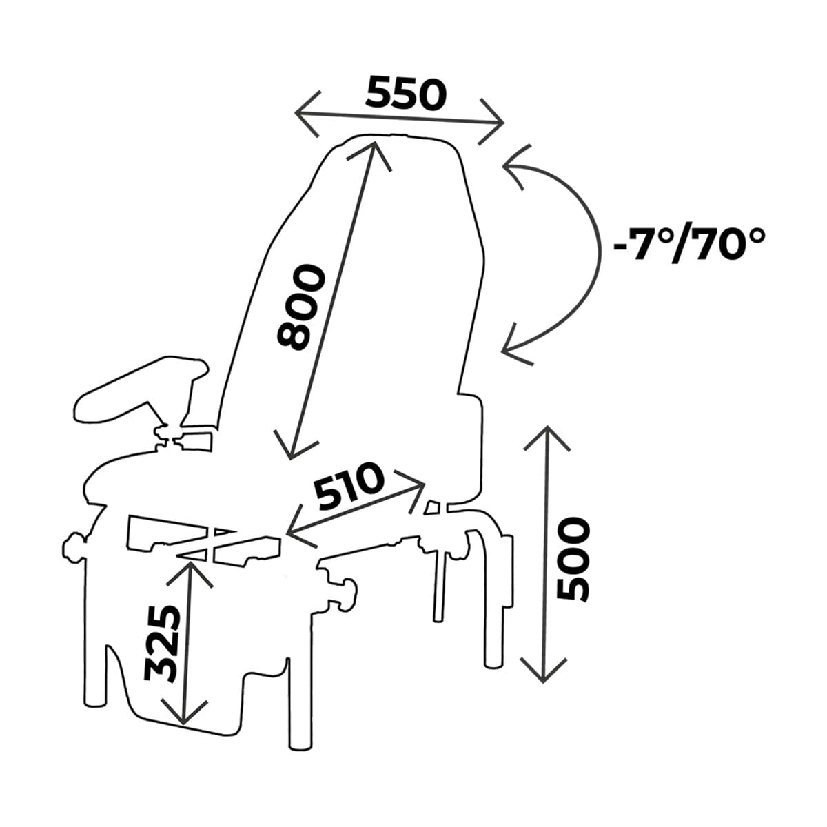 Fauteuil de prélèvement hauteur 50cm, 3 parties, non rotatif, gouttières