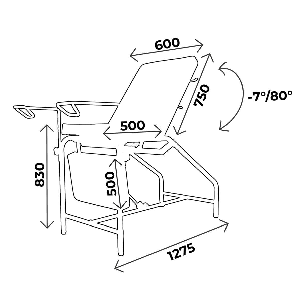 Gynaecological chair 3 sections, with pair of stirrups