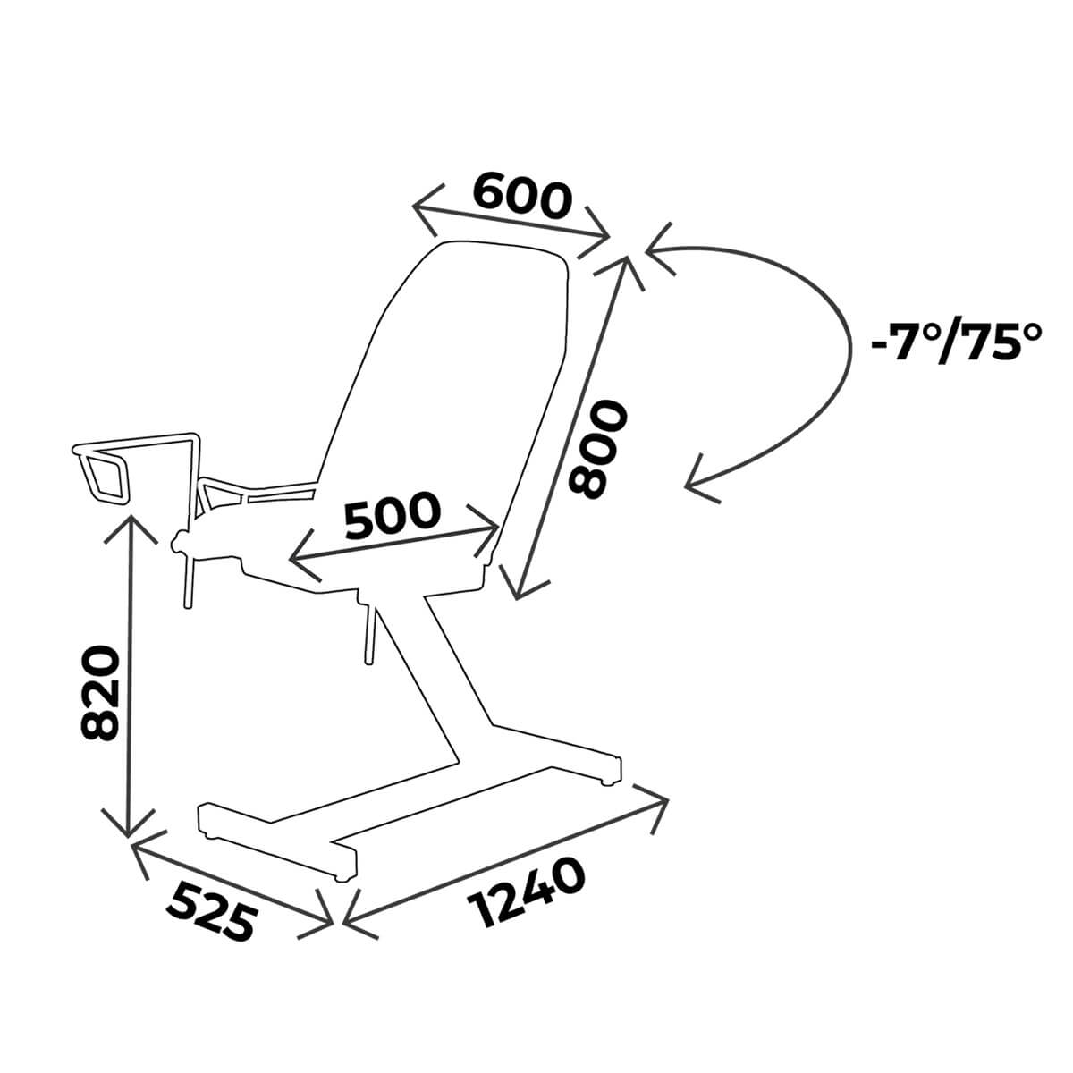 Fauteuil de gynécologie 2 sections, avec étriers