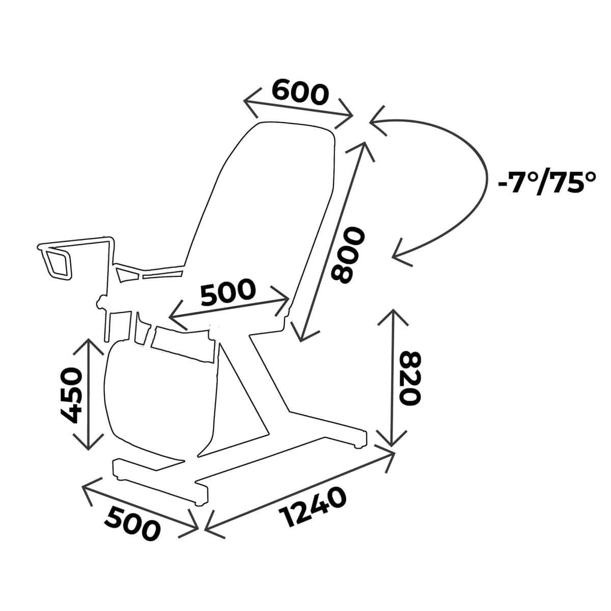 Fauteuil de gynécologie 3 parties, avec étriers