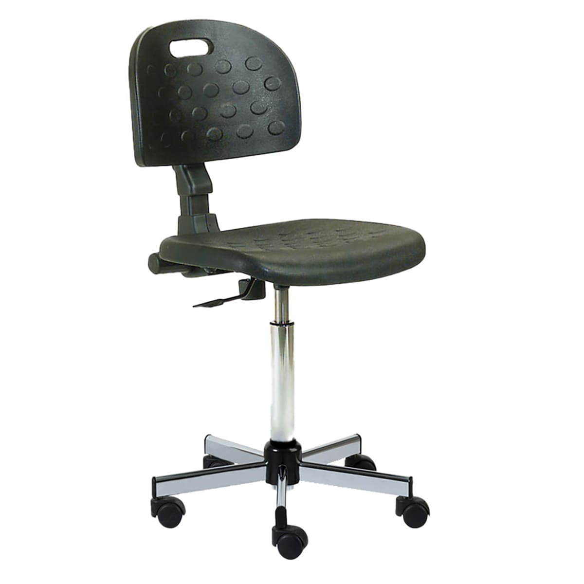 Chair with polyurethane rectangular seat, stainless steel base