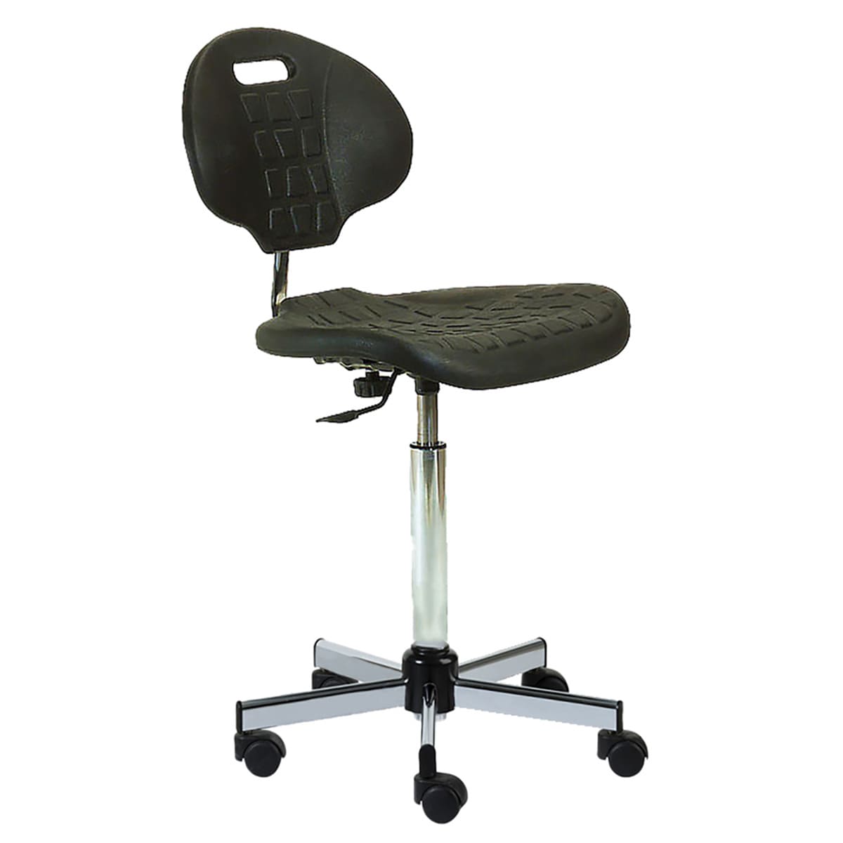 Chair with polyurethane rectangular seat, stainless steel base