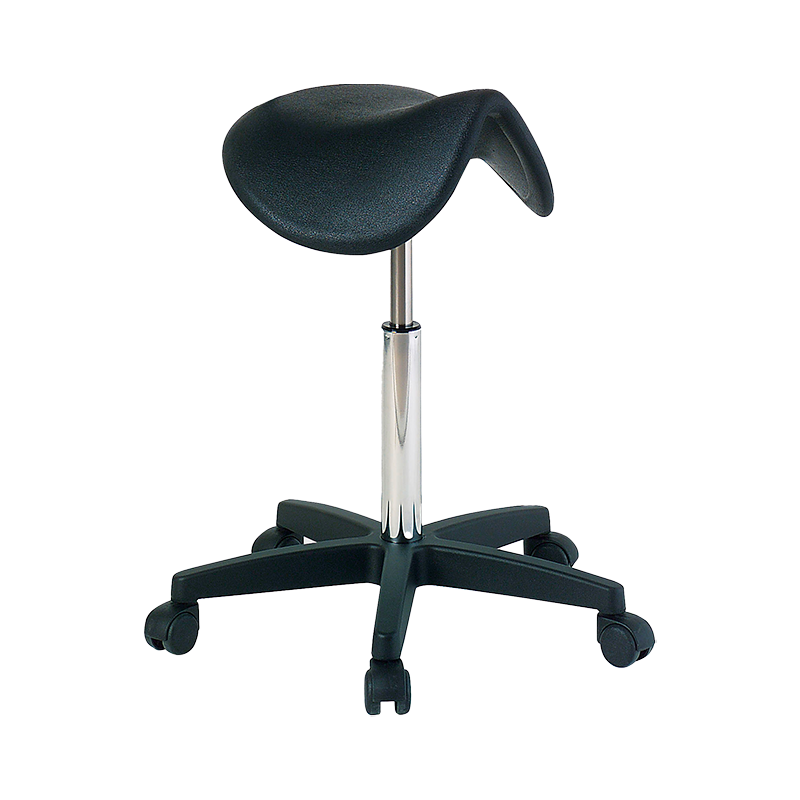 Tabouret assise selle de cheval polyuréthane, base ABS noire