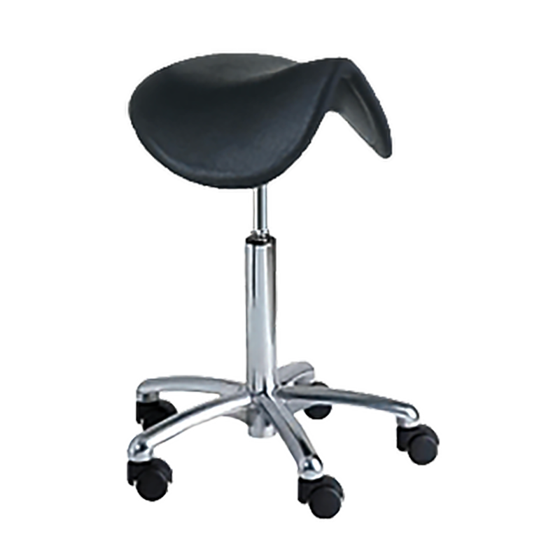 Tabouret assise selle de cheval polyuréthane, base aluminium