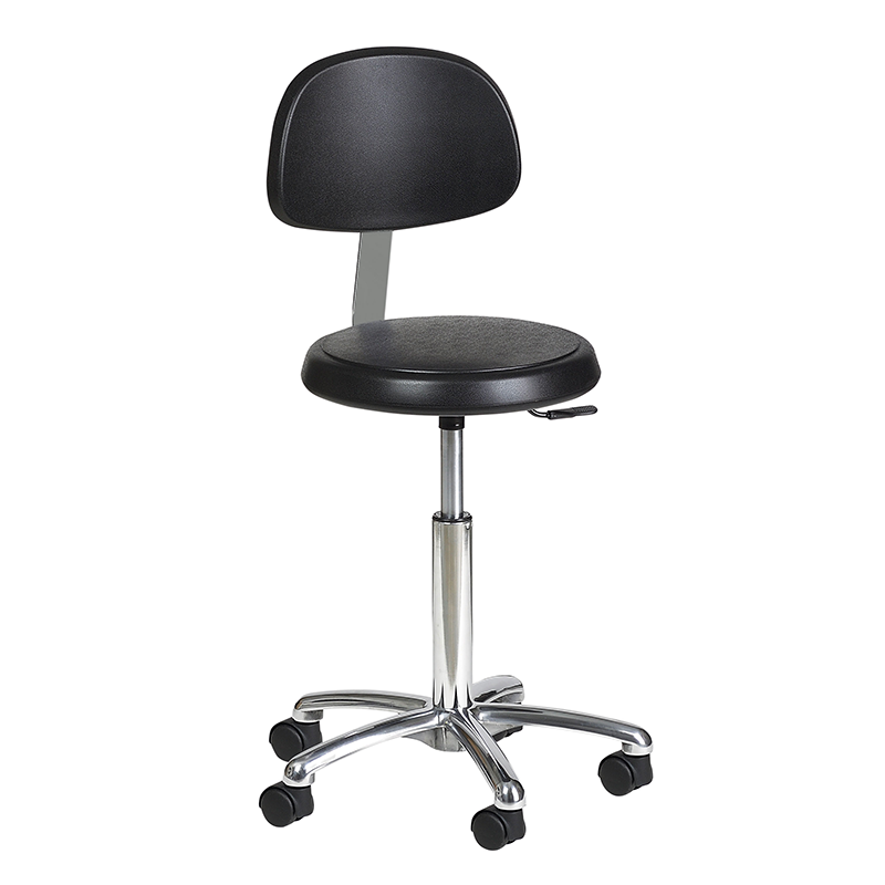 Chair with polyurethane round seat, aluminium base