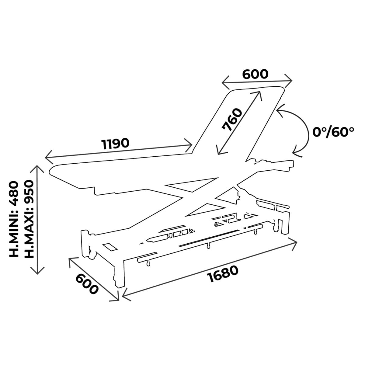 Physio/Osteo table 2 sections, with face hole, hand remote, wheels