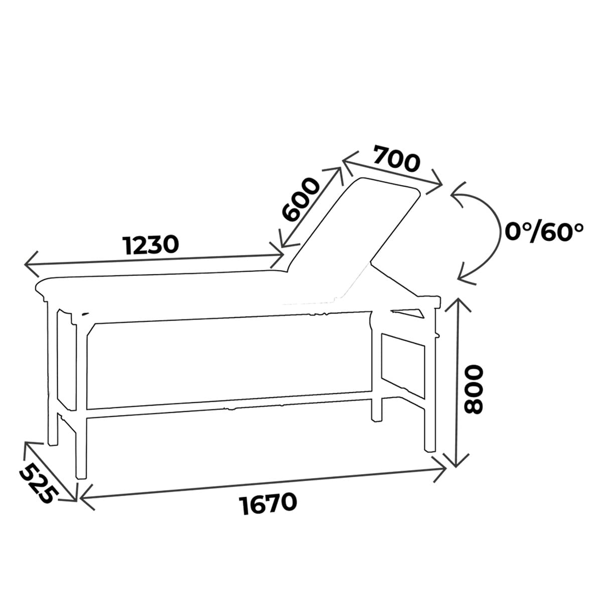 Divan d'examen largeur 70cm, hauteur 80cm