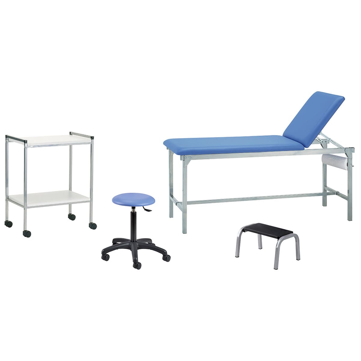 Pack cabinet: Divan d'examen, Tabouret, Guéridon, Marche pieds