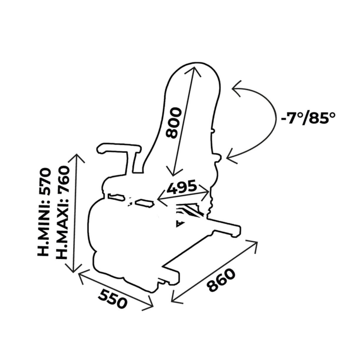 Fauteuil de podologie hydraulique LUVIA-PODO