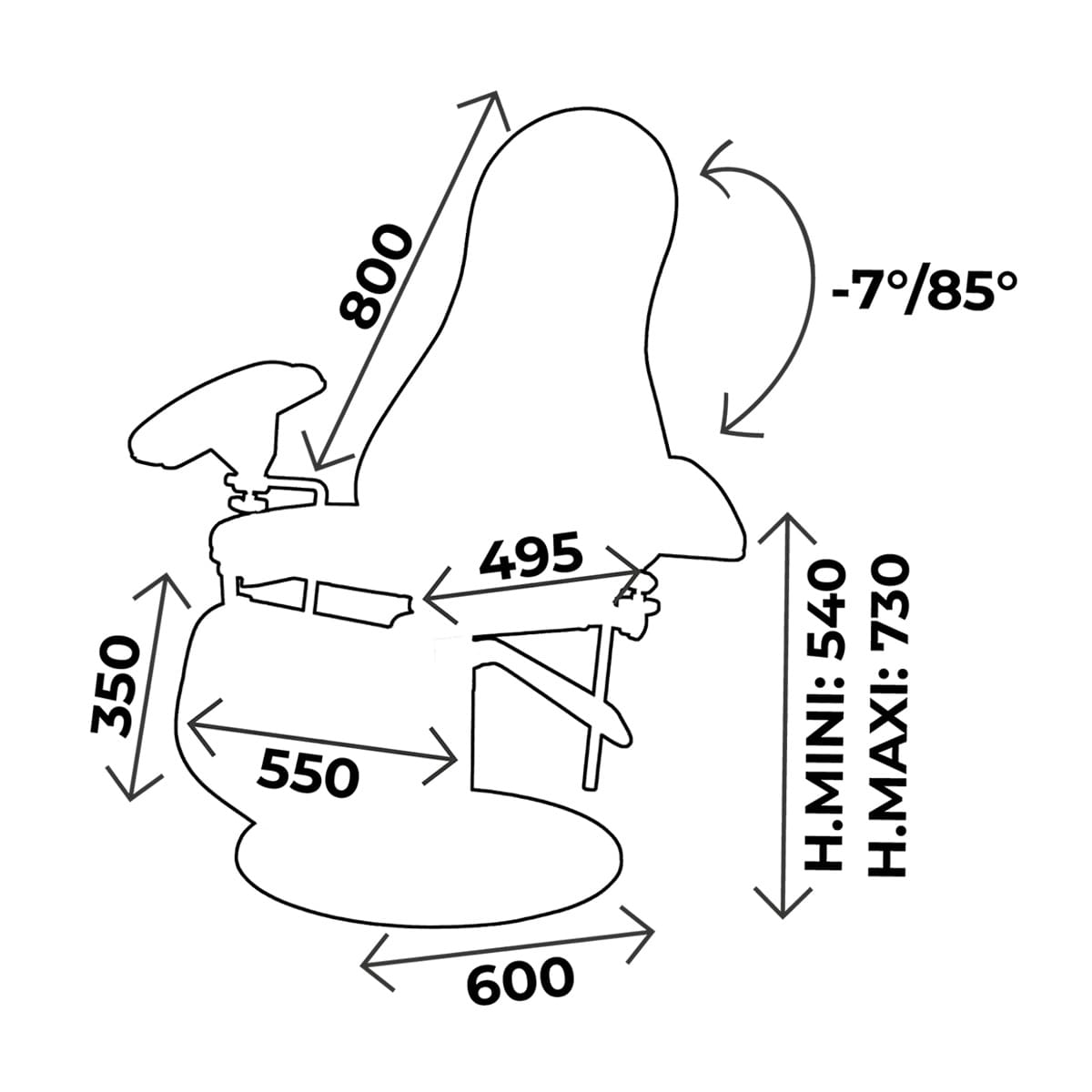 Fauteuil de prélèvement hydraulique 3 parties, rotatif, avec gouttières