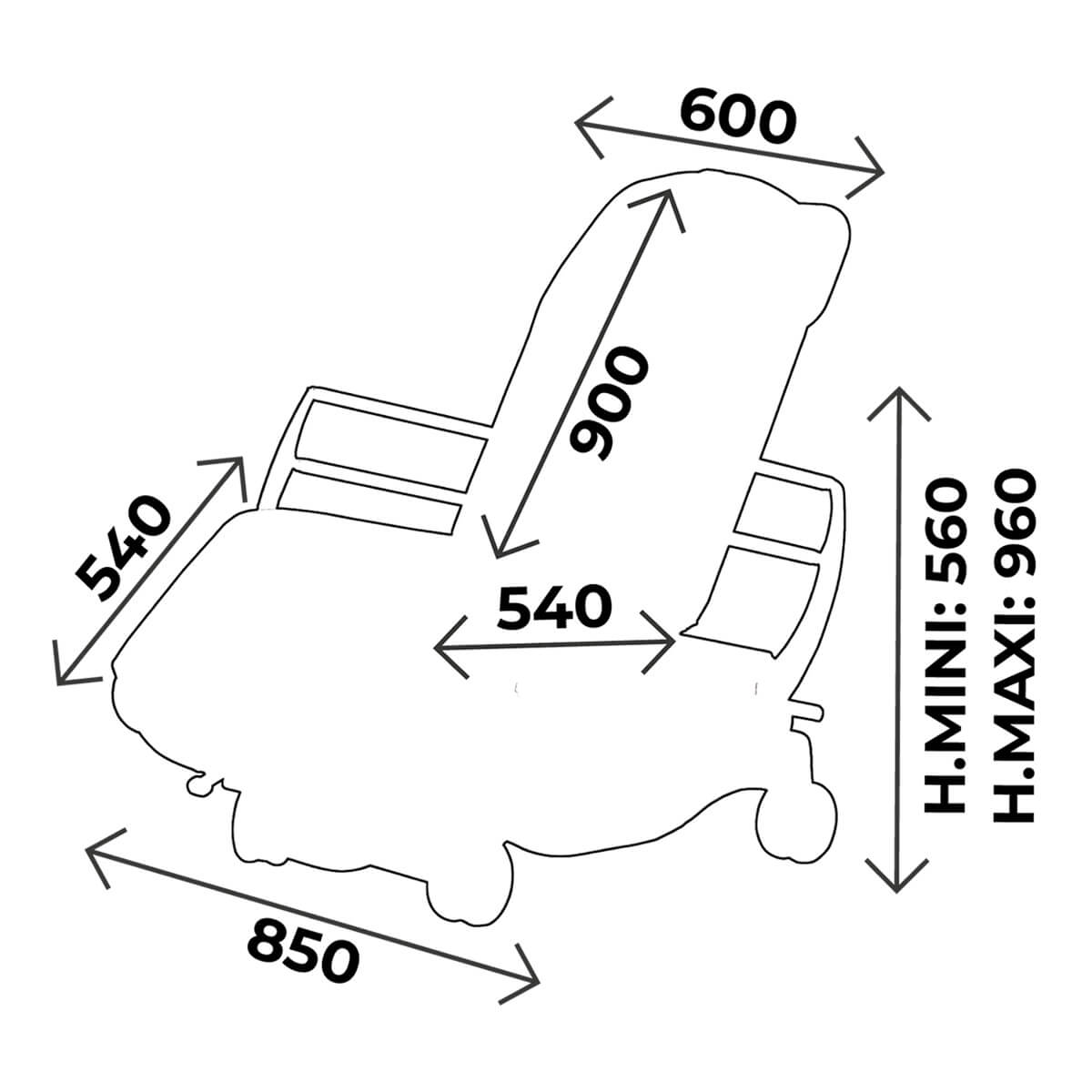 Electric ambulatory chair width 60cm, with foot rest