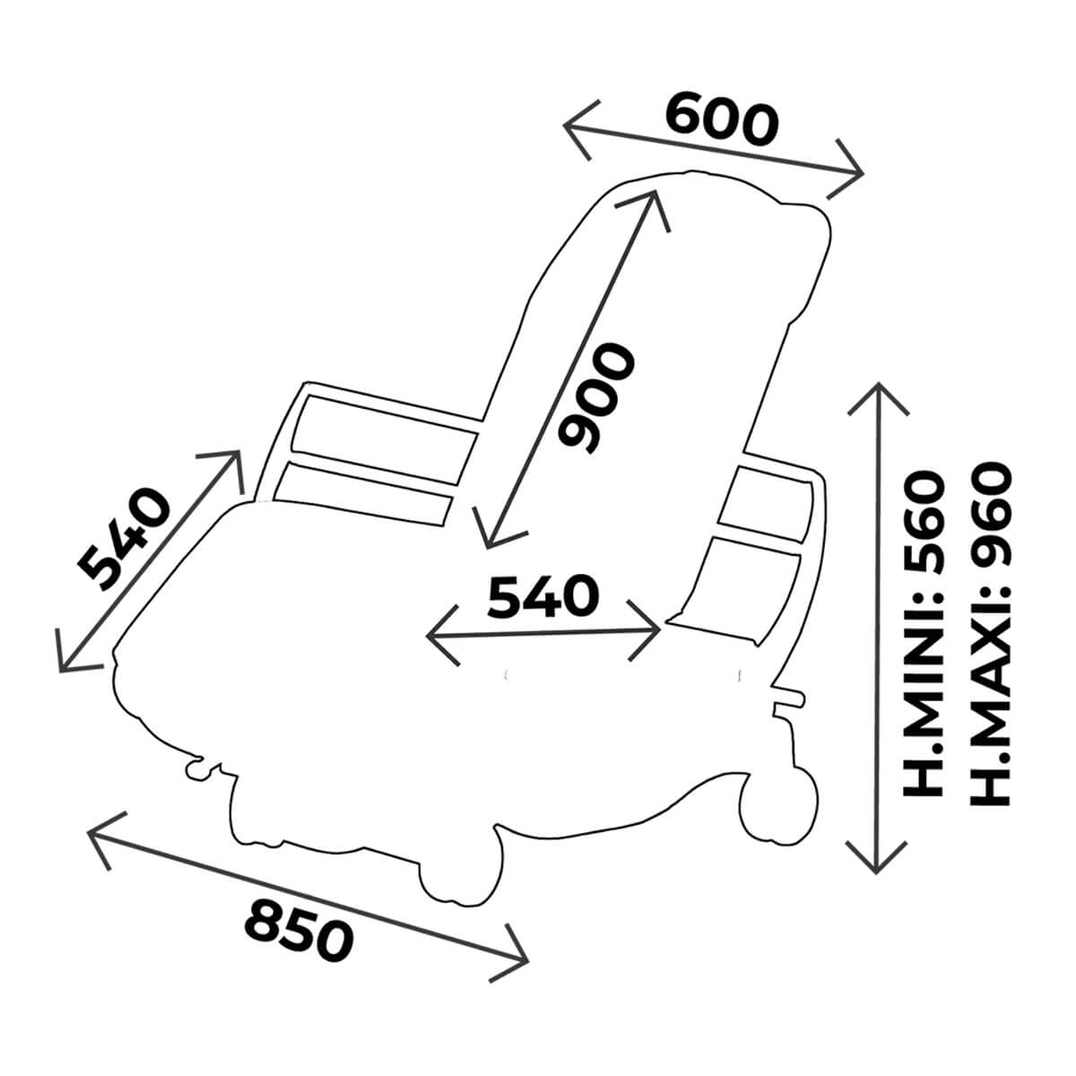 Electric ambulatory chair width 60cm, without foot rest