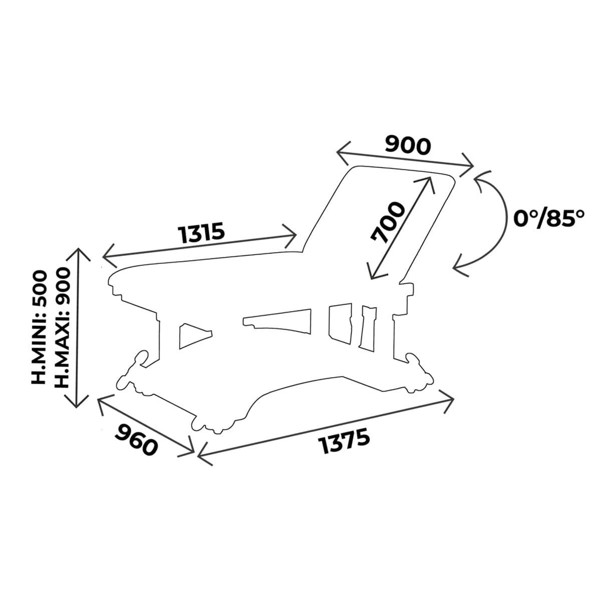 Examination couch width 90cm, hand remote