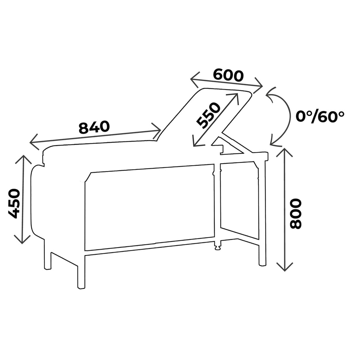 Divan de pédiatrie hauteur 80cm, 3 parties