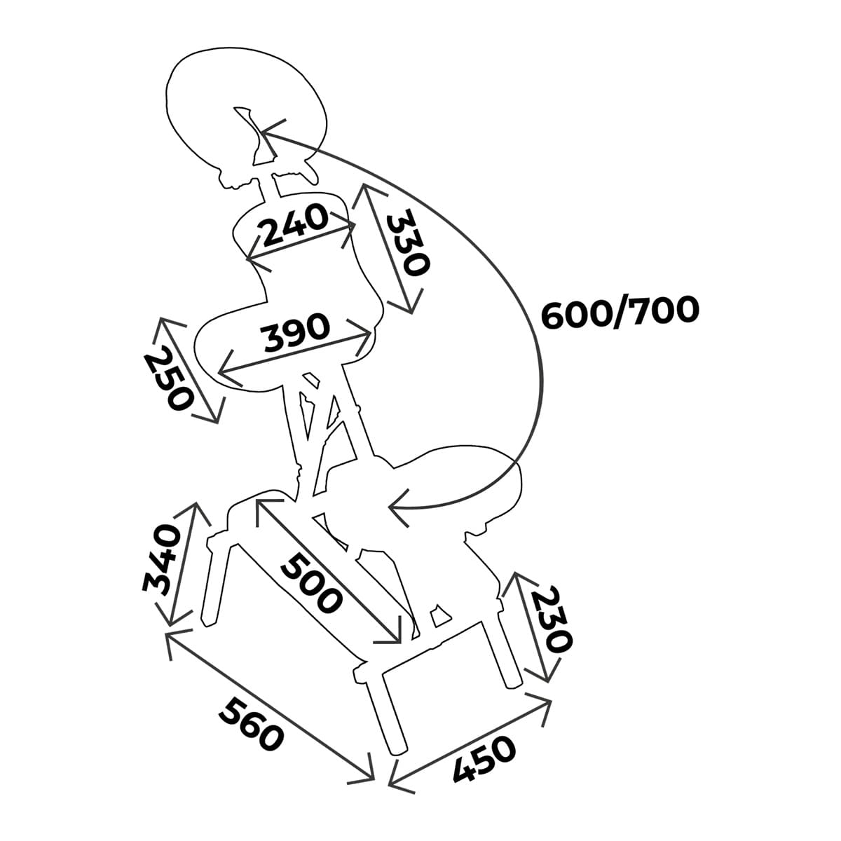 Chaise de massage pliante à hauteur variable mécaniquement