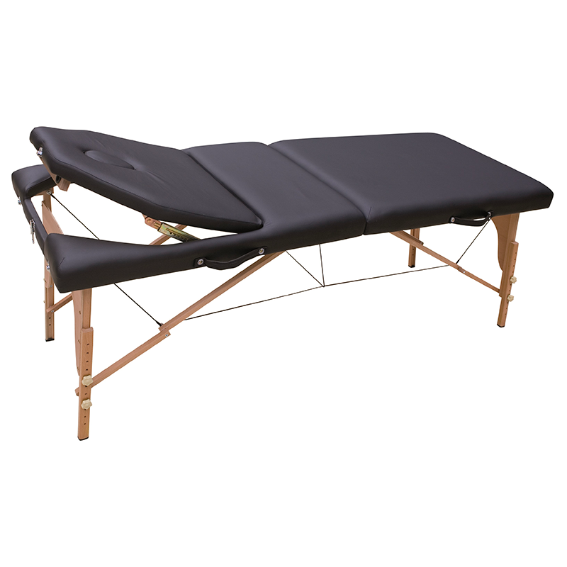 Foldable massage table 2 sections, wood, mechanic height adjustment
